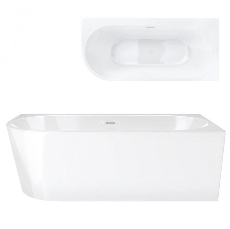 Wanna wolnostojąca narożna Corsan INTERO 160 x 74 Montaż prawostronny Korek klik-klak Biały