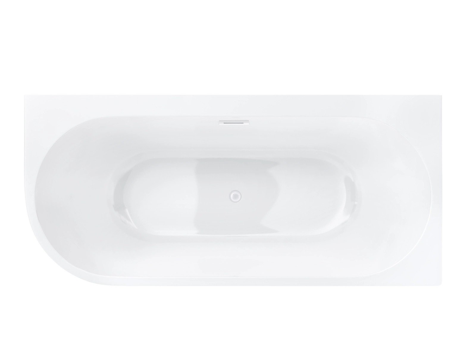 Wanna wolnostojąca narożna Corsan INTERO 170 x 80 z szeroką krawędzią Montaż prawostronny Korek klik-klak Biały