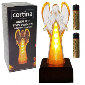 Wkład do zniczy Anioł LED z efektem płomienia z bateriami 15 cm Cortina