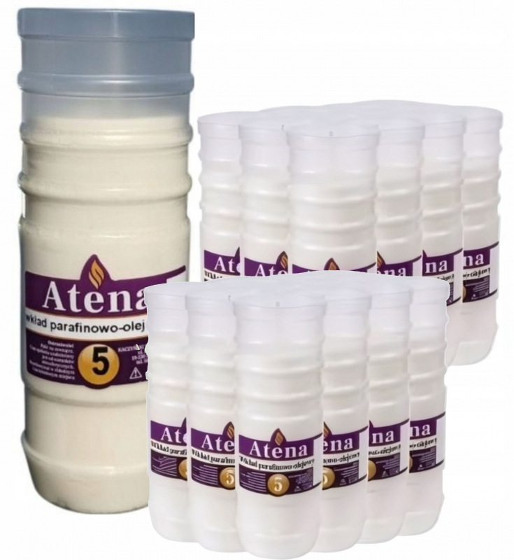 Wkład do zniczy Atena parafinowo-olejowy 5 86 h wys.18 cm (12 sztuk) x 2 opakowania