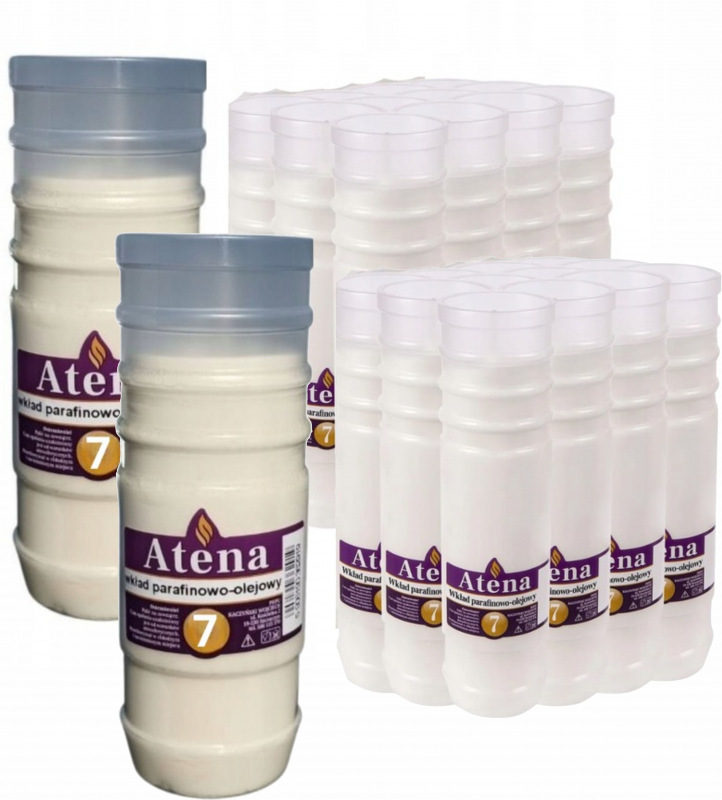 Wkład do zniczy Atena parafinowo-olejowy 7 120 h wys.22 cm (12 sztuk) x 2 opakowania