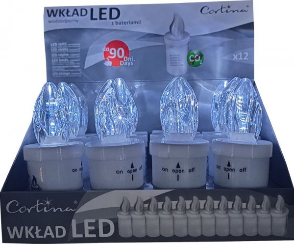 Wkład do zniczy Led 90 dni biały (12 sztuk)