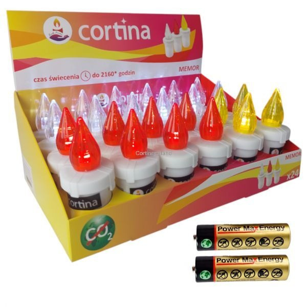 Wkład do zniczy Led 90 dni mix 3 kolorów (24 sztuki)