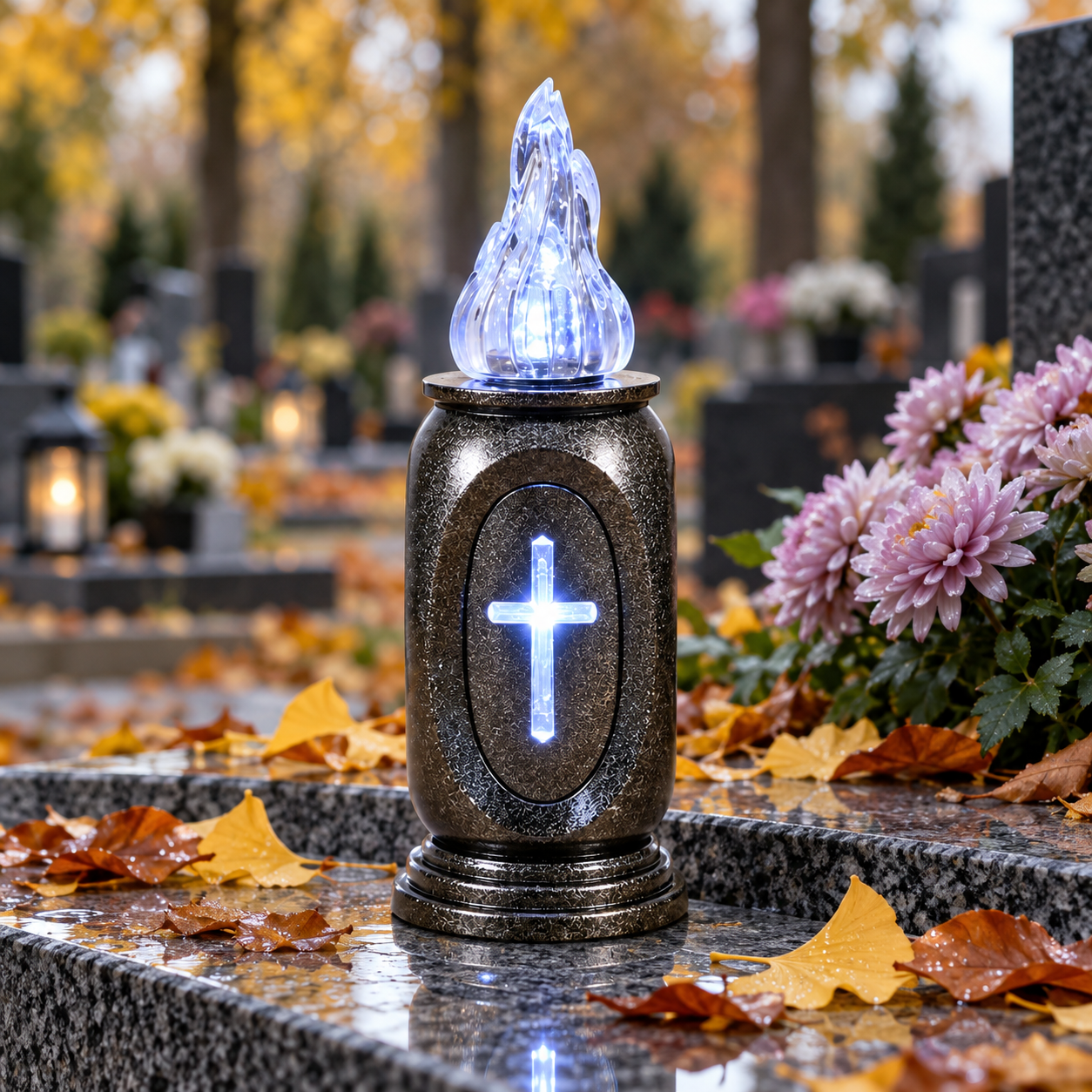 Wkład do zniczy LED granitowy na baterie biały 16 cm Cortinaczerwony 16 cm Cortina x 12 szt