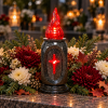 Wkład do zniczy LED granitowy na baterie czerwony 16 cm Cortina