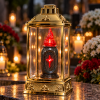 Wkład do zniczy LED granitowy na baterie czerwony 16 cm Cortina