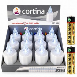 Wkład do zniczy Led Melius 90 dni biały (12 sztuk) Cortina