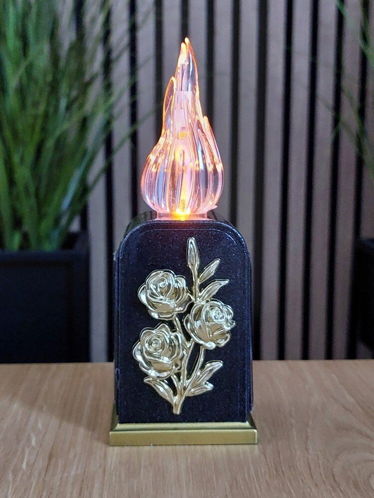 Wkład do zniczy LED z kwiatkiem, efektem płomienia wersja solarna 16 cm Cortina