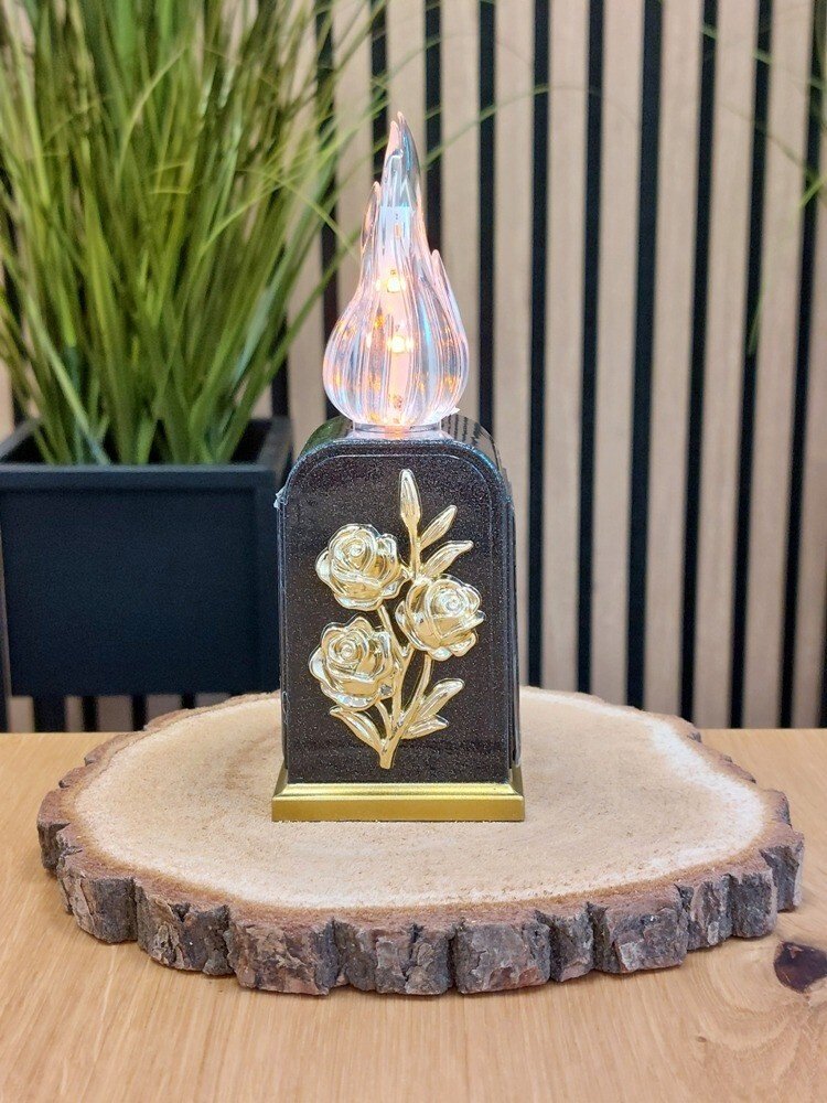 Wkład do zniczy LED z kwiatkiem, efektem płomienia wersja solarna 16 cm Cortina