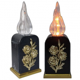 Wkład do zniczy LED z kwiatkiem, efektem płomienia wersja solarna 16 cm Cortina