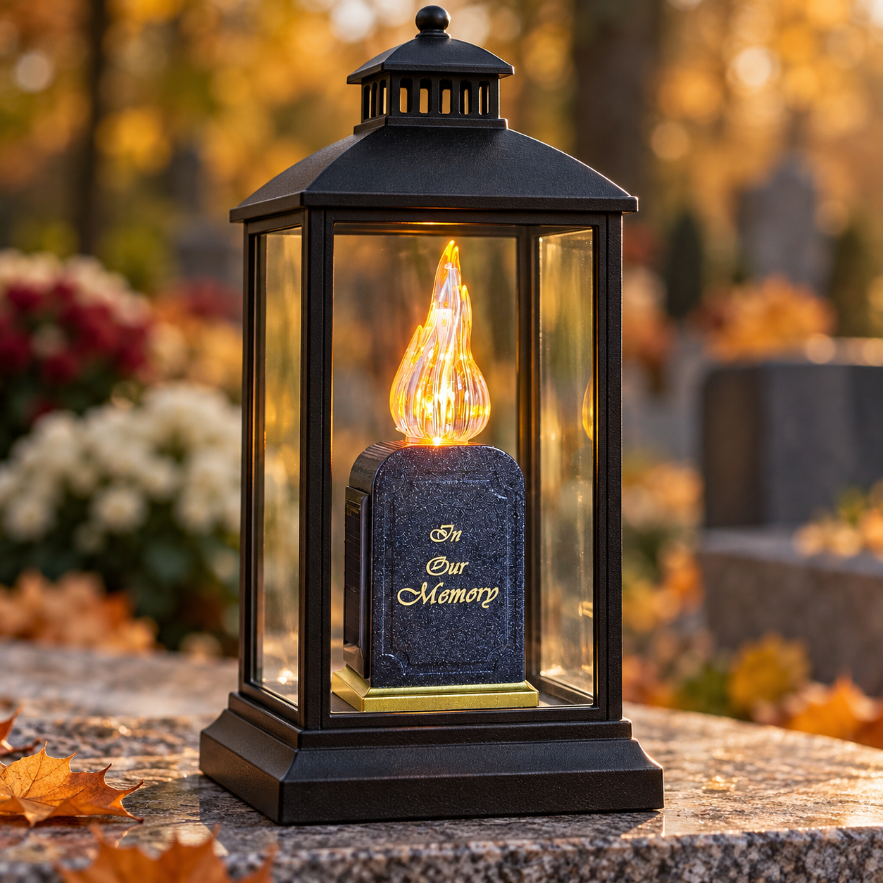 Wkład do zniczy LED z napisem, efektem płomienia wersja solarna 16 cm Cortina