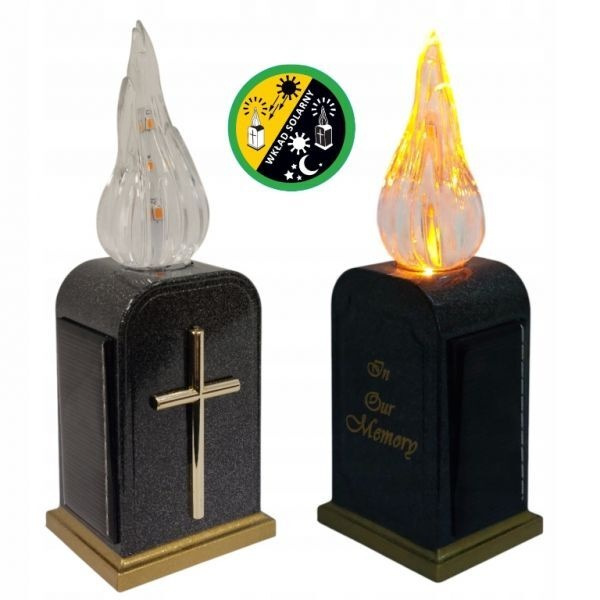 Wkład do zniczy LED z napisem, efektem płomienia wersja solarna 16 cm Cortina