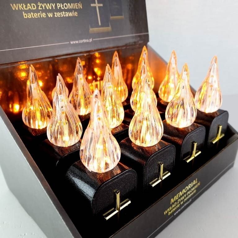 Wkład do zniczy LED z napisem, efektem płomienia z bateriami 16 cm Cortina