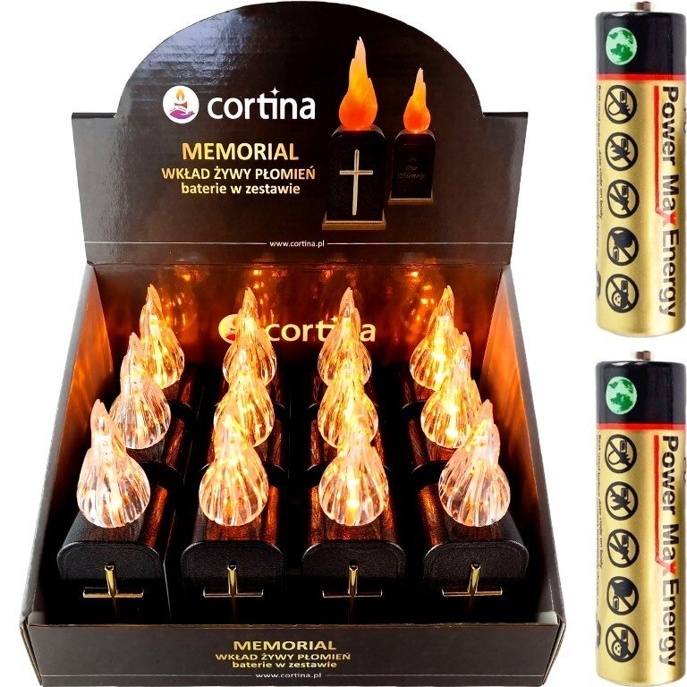 Wkład do zniczy LED z napisem, efektem płomienia z bateriami 16 cm Cortina