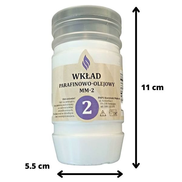 Wkład do zniczy olejowo-parafinowy MM 2 doby (wys.11 cm) x 30 sztuk