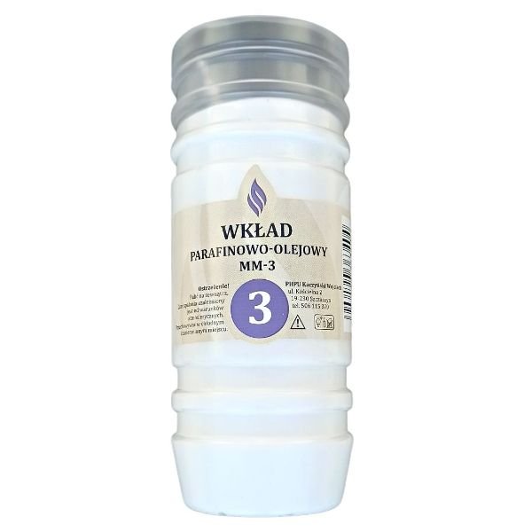 Wkład do zniczy olejowo-parafinowy MM 3 doby (wys.14 cm) x 15 sztuk