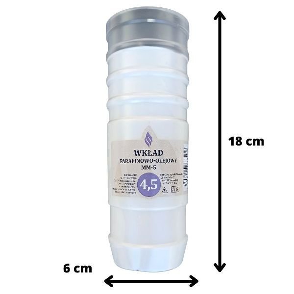 Wkład do zniczy olejowo-parafinowy MM 5 4,5 doby (wys.18 cm) x 96 sztuk