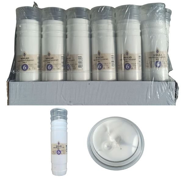 Wkład do zniczy olejowo-parafinowy MM 7 6 dób (wys.23,5 cm) x 12 sztuk