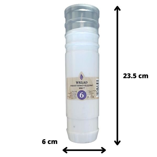 Wkład do zniczy olejowo-parafinowy MM 7 6 dób (wys.23,5 cm) x 12 sztuk