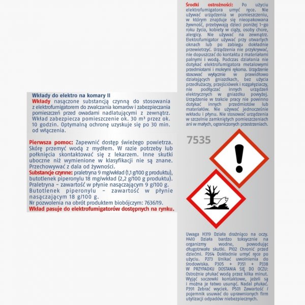 Wkłady do elektrofumigatora na komary Bros (20 sztuk) x 6 opakowań