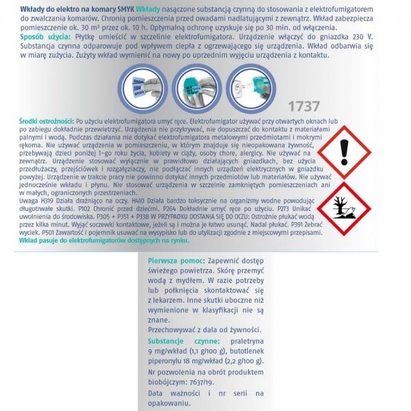 Wkłady do elektrofumigatora na komary i muchy dla dzieci od 1 roku życia Bros (20 sztuk)