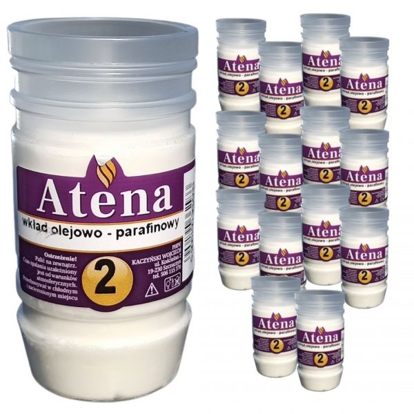 Wkłady do zniczy olejowo-parafinowy Atena 2 doby (wys.11 cm) x 15 sztuk