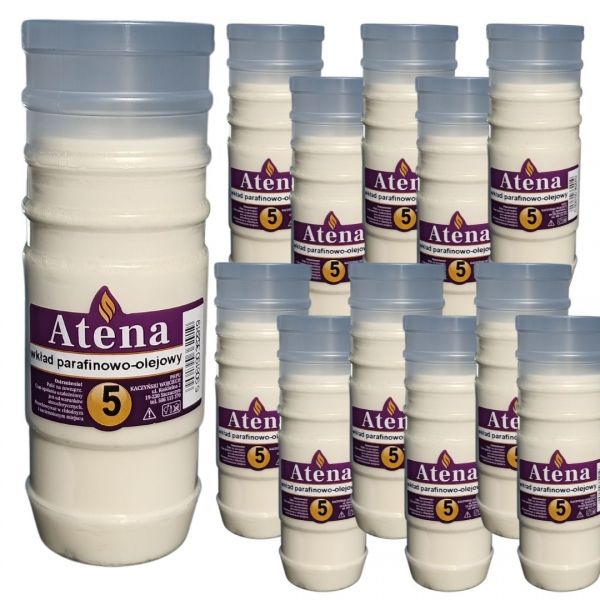 Wkłady do zniczy olejowo-parafinowy Atena 4,5 doby (wys.18 cm) x 12 sztuk