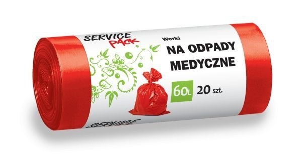 Worki na odpady medyczne Service Pack czerwone 60 l (20 sztuk) x 10 opakowań