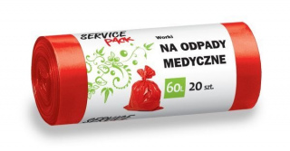 Worki na odpady medyczne Service Pack czerwone 60 l (20 sztuk) x 10 opakowań