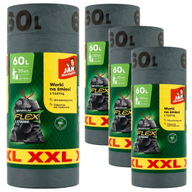 Worki na śmieci Jan Niezbędny Magnum Flex & Strong XXL z taśmą 60 l (20 sztuk) x 4 opakowania