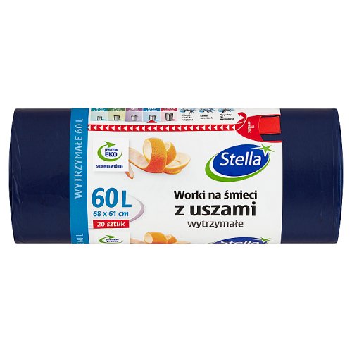 Worki na śmieci Stella z uszami wytrzymałe 60 l (20 sztuk)