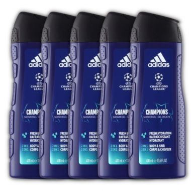 Żel pod prysznic Adidas UEFA Champions League Champions 2 w 1 dla mężczyzn 400 ml x 5 sztuk