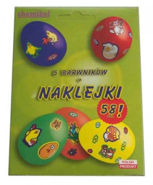 Zestaw barwników z naklejkami na jajka (25 sztuk)