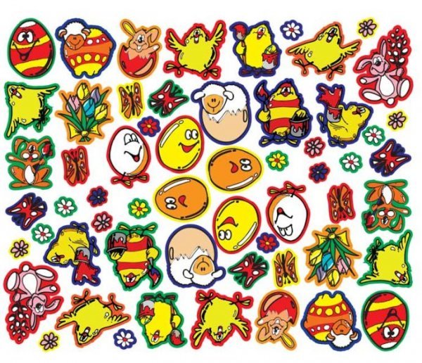 Zestaw barwników z naklejkami na jajka (25 sztuk)