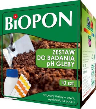 Zestaw do badania PH gleby Biopon 10 sztuk + 100 ml